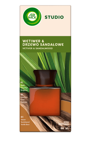Air Wick Pachnące Patyczki STUDIO Wetiwer & Drzewo Sandałowe